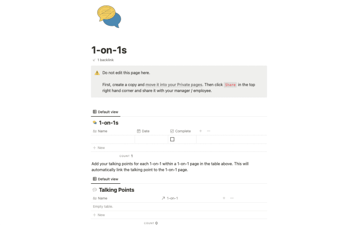 1 on 1s database
